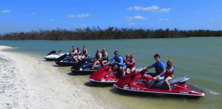 jet ski riders ready to start their dolphin tour